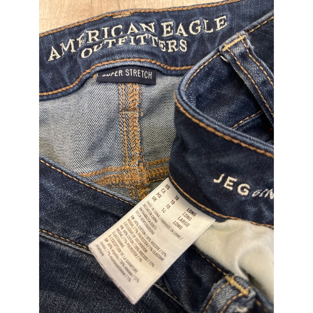 American Eagle Super Stretch Jegging Dark Wash Denim Jeans Womens 10 Long